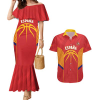 Spain Basketball Custom Couples Matching Mermaid Dress and Hawaiian Shirt La Roja Go Champions - Wonder Print Shop