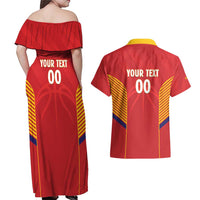 Spain Basketball Custom Couples Matching Off Shoulder Maxi Dress and Hawaiian Shirt La Roja Go Champions - Wonder Print Shop