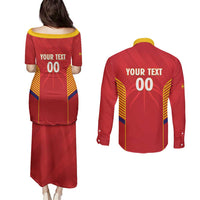 Spain Basketball Custom Couples Matching Puletasi and Long Sleeve Button Shirt La Roja Go Champions - Wonder Print Shop