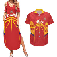 Spain Basketball Custom Couples Matching Summer Maxi Dress and Hawaiian Shirt La Roja Go Champions - Wonder Print Shop