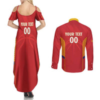 Spain Basketball Custom Couples Matching Summer Maxi Dress and Long Sleeve Button Shirt La Roja Go Champions - Wonder Print Shop