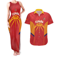 Spain Basketball Custom Couples Matching Tank Maxi Dress and Hawaiian Shirt La Roja Go Champions - Wonder Print Shop
