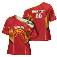 Spain Basketball Custom Cross Shoulder Shirt La Roja Go Champions - Wonder Print Shop