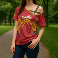 Spain Basketball Custom Cross Shoulder Shirt La Roja Go Champions - Wonder Print Shop
