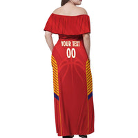 Spain Basketball Custom Family Matching Off Shoulder Maxi Dress and Hawaiian Shirt La Roja Go Champions - Wonder Print Shop
