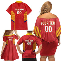 Spain Basketball Custom Family Matching Off Shoulder Short Dress and Hawaiian Shirt La Roja Go Champions - Wonder Print Shop