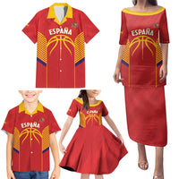 Spain Basketball Custom Family Matching Puletasi and Hawaiian Shirt La Roja Go Champions - Wonder Print Shop