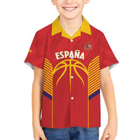 Spain Basketball Custom Family Matching Short Sleeve Bodycon Dress and Hawaiian Shirt La Roja Go Champions - Wonder Print Shop