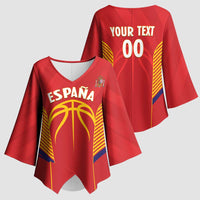 Spain Basketball Custom Kimono Sleeve Blouse La Roja Go Champions - Wonder Print Shop
