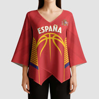 Spain Basketball Custom Kimono Sleeve Blouse La Roja Go Champions - Wonder Print Shop