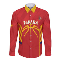 Spain Basketball Custom Long Sleeve Button Shirt La Roja Go Champions - Wonder Print Shop