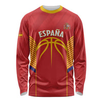 Spain Basketball Custom Long Sleeve Shirt La Roja Go Champions - Wonder Print Shop