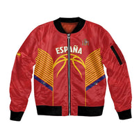 Spain Basketball Custom Sleeve Zip Bomber Jacket La Roja Go Champions - Wonder Print Shop