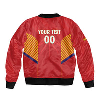Spain Basketball Custom Sleeve Zip Bomber Jacket La Roja Go Champions - Wonder Print Shop
