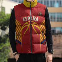 Spain Basketball Custom Sleeveless Puffer Jacket La Roja Go Champions - Wonder Print Shop