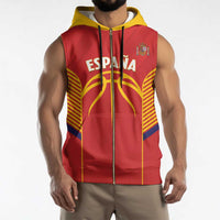 Spain Basketball Custom Sleeveless Zip Hoodie La Roja Go Champions - Wonder Print Shop