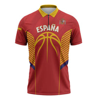 Spain Basketball Custom Zipper Polo Shirt La Roja Go Champions - Wonder Print Shop