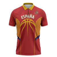 Spain Basketball Custom Zipper Polo Shirt La Roja Go Champions - Wonder Print Shop