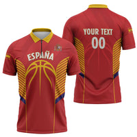Spain Basketball Custom Zipper Polo Shirt La Roja Go Champions - Wonder Print Shop