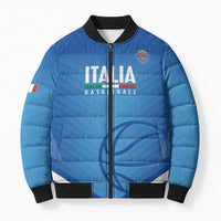 Italy Basketball Custom Bomber Puffer Jacket Gli Azzurri Go Champions - Wonder Print Shop