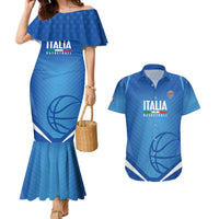 Italy Basketball Custom Couples Matching Mermaid Dress and Hawaiian Shirt Gli Azzurri Go Champions - Wonder Print Shop
