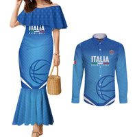 Italy Basketball Custom Couples Matching Mermaid Dress and Long Sleeve Button Shirt Gli Azzurri Go Champions - Wonder Print Shop