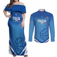 Italy Basketball Custom Couples Matching Off Shoulder Maxi Dress and Long Sleeve Button Shirt Gli Azzurri Go Champions - Wonder Print Shop