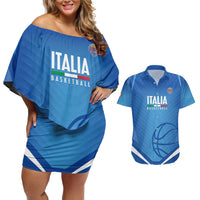 Italy Basketball Custom Couples Matching Off Shoulder Short Dress and Hawaiian Shirt Gli Azzurri Go Champions - Wonder Print Shop