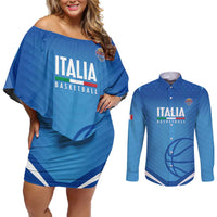 Italy Basketball Custom Couples Matching Off Shoulder Short Dress and Long Sleeve Button Shirt Gli Azzurri Go Champions - Wonder Print Shop