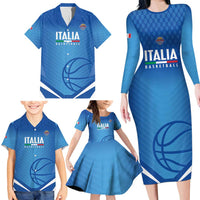 Italy Basketball Custom Family Matching Long Sleeve Bodycon Dress and Hawaiian Shirt Gli Azzurri Go Champions - Wonder Print Shop