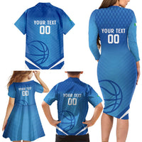 Italy Basketball Custom Family Matching Long Sleeve Bodycon Dress and Hawaiian Shirt Gli Azzurri Go Champions - Wonder Print Shop