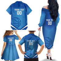 Italy Basketball Custom Family Matching Off The Shoulder Long Sleeve Dress and Hawaiian Shirt Gli Azzurri Go Champions - Wonder Print Shop