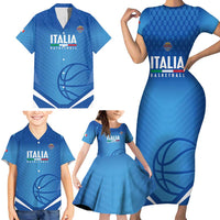 Italy Basketball Custom Family Matching Short Sleeve Bodycon Dress and Hawaiian Shirt Gli Azzurri Go Champions - Wonder Print Shop