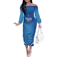 Italy Basketball Custom Off The Shoulder Long Sleeve Dress Gli Azzurri Go Champions - Wonder Print Shop
