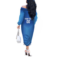Italy Basketball Custom Off The Shoulder Long Sleeve Dress Gli Azzurri Go Champions - Wonder Print Shop