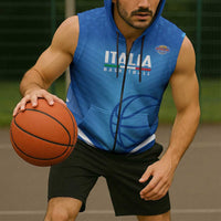 Italy Basketball Custom Sleeveless Zip Hoodie Gli Azzurri Go Champions - Wonder Print Shop