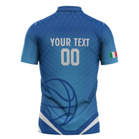 Italy Basketball Custom Zipper Polo Shirt Gli Azzurri Go Champions - Wonder Print Shop