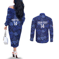 Serbia Basketball Custom Couples Matching Off The Shoulder Long Sleeve Dress and Long Sleeve Button Shirt Srbija Go Champions - Wonder Print Shop