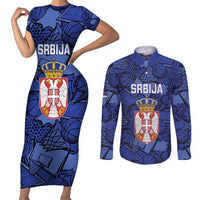 Serbia Basketball Custom Couples Matching Short Sleeve Bodycon Dress and Long Sleeve Button Shirt Srbija Go Champions - Wonder Print Shop