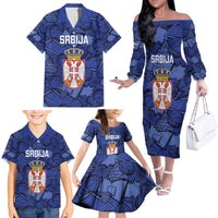 Serbia Basketball Custom Family Matching Off The Shoulder Long Sleeve Dress and Hawaiian Shirt Srbija Go Champions - Wonder Print Shop
