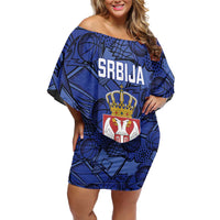 Serbia Basketball Custom Family Matching Off Shoulder Short Dress and Hawaiian Shirt Srbija Go Champions - Wonder Print Shop