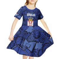 Serbia Basketball Custom Kid Short Sleeve Dress Srbija Go Champions - Wonder Print Shop