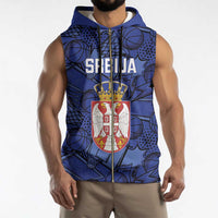 Serbia Basketball Custom Sleeveless Zip Hoodie Srbija Go Champions - Wonder Print Shop