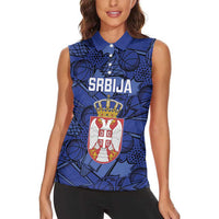 Serbia Basketball Custom Women Sleeveless Polo Shirt Srbija Go Champions - Wonder Print Shop
