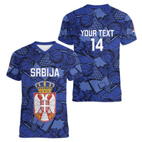 Serbia Basketball Custom Women V-Neck T-Shirt Srbija Go Champions - Wonder Print Shop