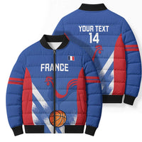 France Basketball Custom Bomber Puffer Jacket Allez Les Bleus - Wonder Print Shop