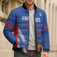 France Basketball Custom Bomber Puffer Jacket Allez Les Bleus - Wonder Print Shop