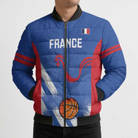 France Basketball Custom Bomber Puffer Jacket Allez Les Bleus - Wonder Print Shop
