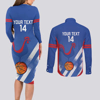 France Basketball Custom Couples Matching Long Sleeve Bodycon Dress and Long Sleeve Button Shirt Allez Les Bleus - Wonder Print Shop