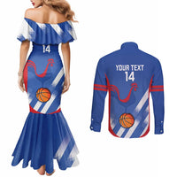 France Basketball Custom Couples Matching Mermaid Dress and Long Sleeve Button Shirt Allez Les Bleus - Wonder Print Shop